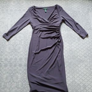 Ruched faux wrap dress